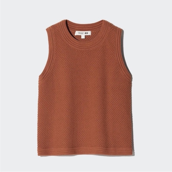 Uniqlo Cotton Popcorn Sleeveless Short Sweater - Picture 1 of 9